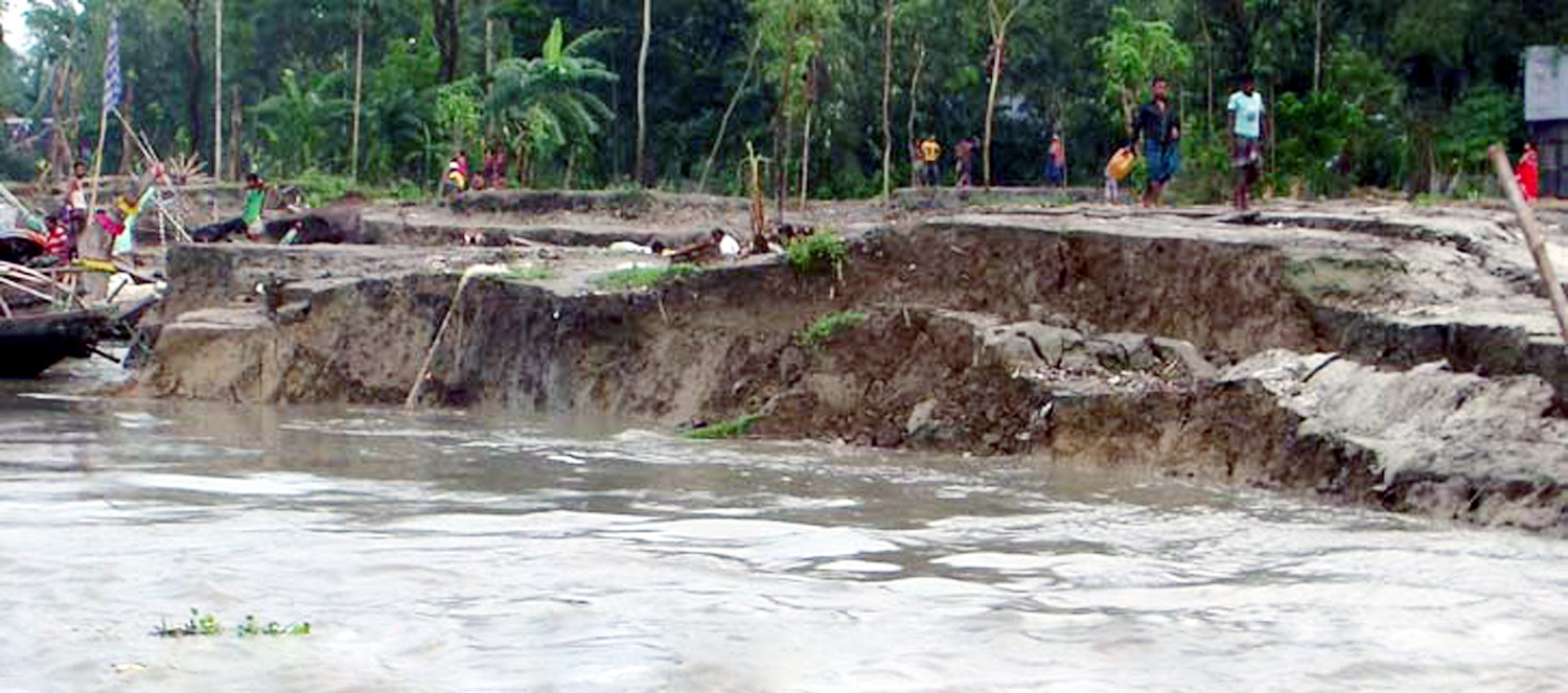 ভয়াল রূপে মেঘনা; ভাঙনে দিশেহারা মেঘনা পাড়ের বাসিন্দারা