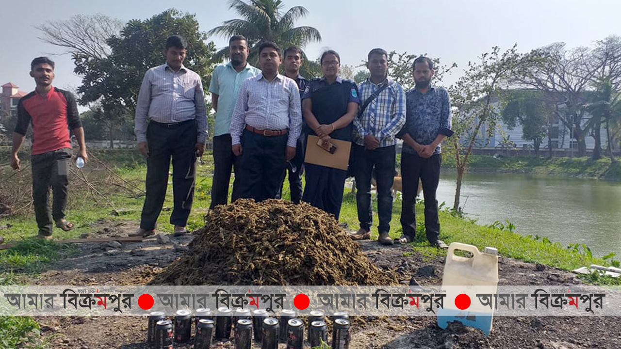 মুন্সিগঞ্জে সাড়ে ১২ লক্ষ টাকার গাঁজা পুড়িয়ে ধ্বংস