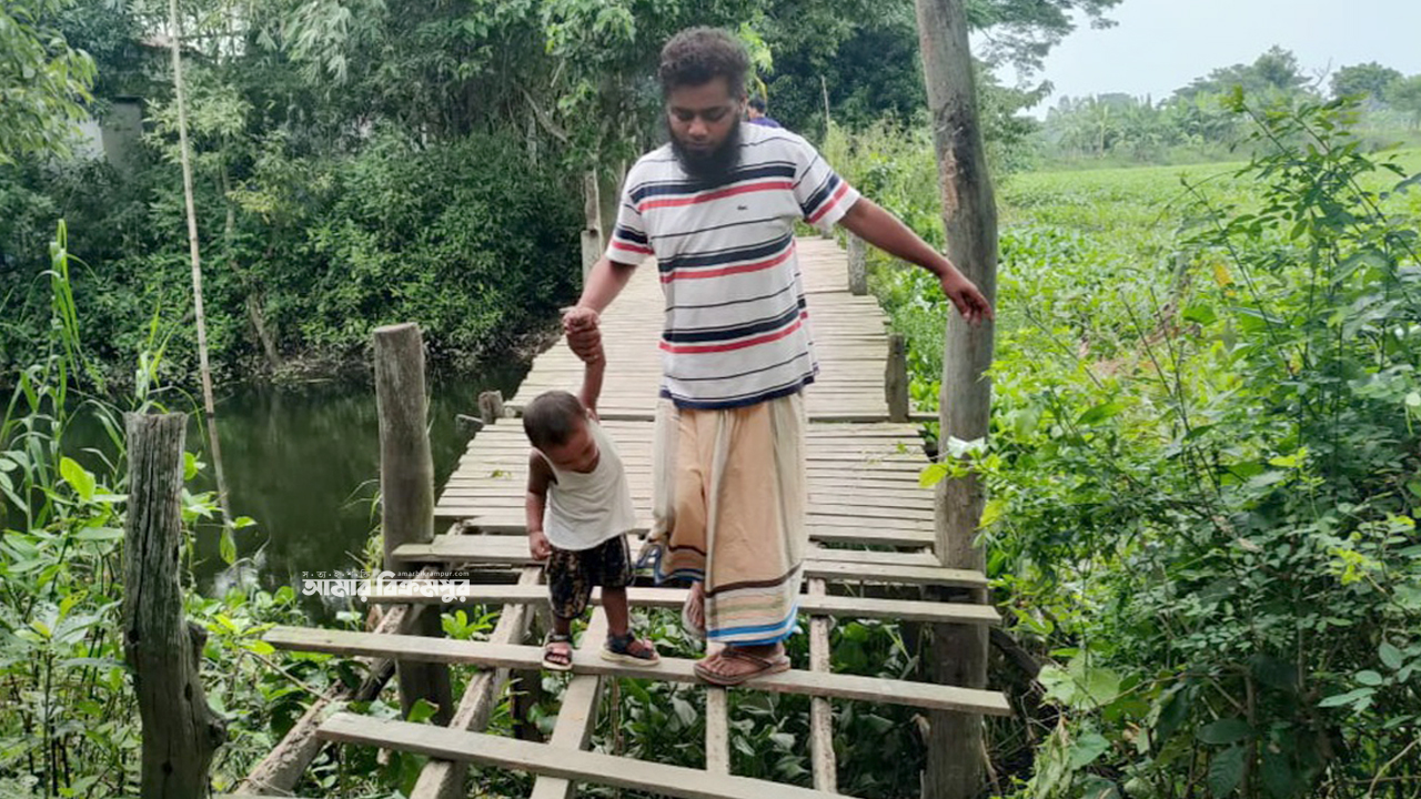 শ্রীনগরে কাঠের সেতু এখন মরণ ফাঁদ